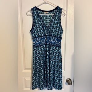 Max Studio Navy and Teal Patterned Mini Dress